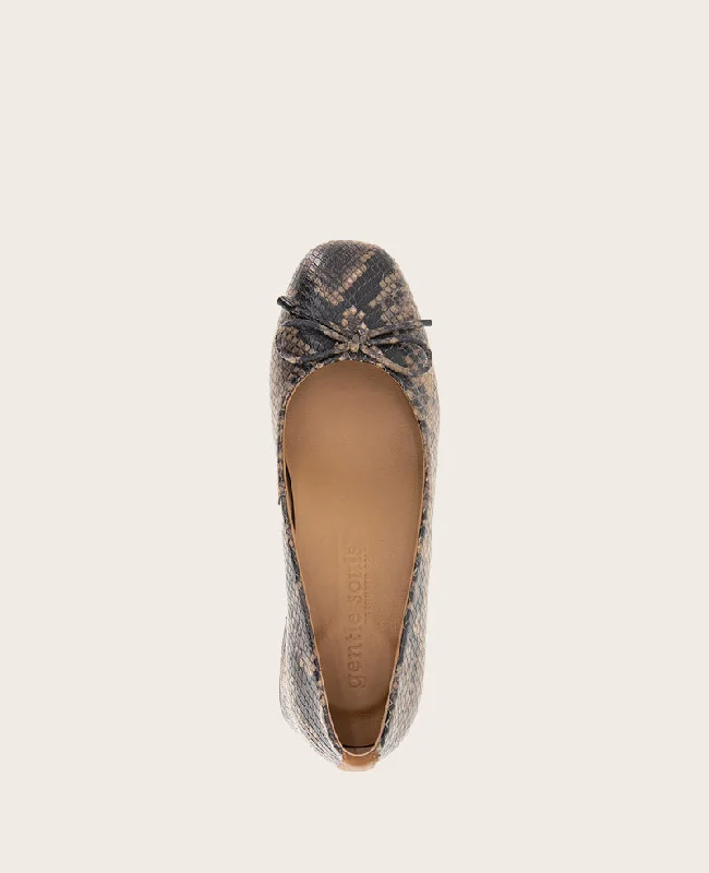 GENTLE SOULS - Lancine Snakeskin Leather Bow Heel