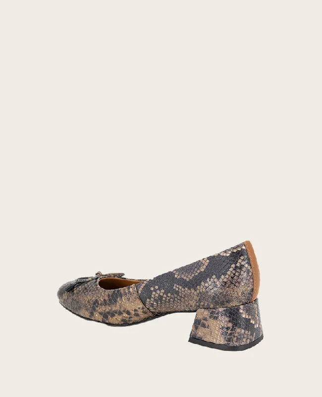 GENTLE SOULS - Lancine Snakeskin Leather Bow Heel