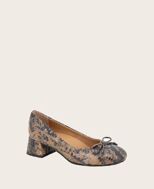 GENTLE SOULS - Lancine Snakeskin Leather Bow Heel