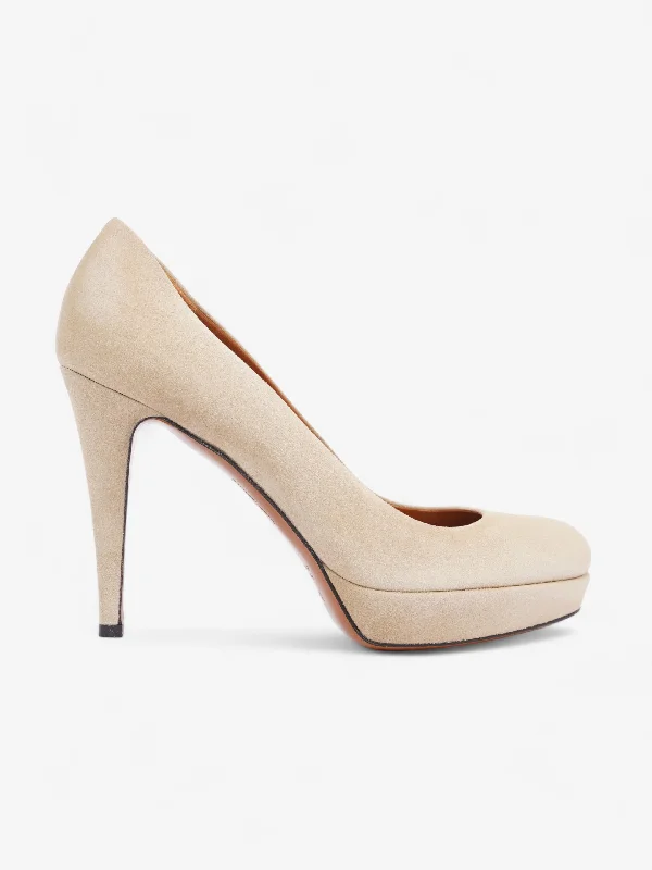 Gucci Platform Pump 100 Cream Suede EU 38.5 UK 5.5