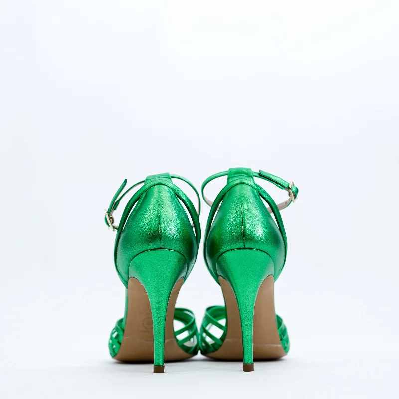 LODI Yisis High Heel Sandals in Green Metallic