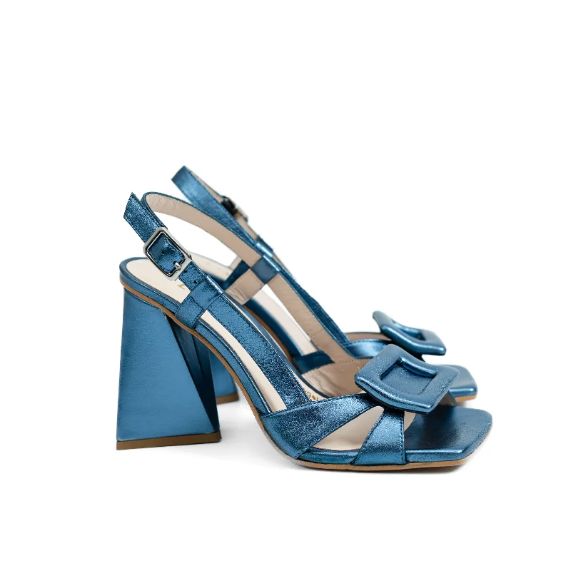 LODI Yulini Denim Blue Block Heel Sandals