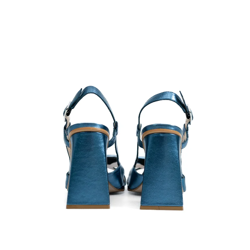 LODI Yulini Denim Blue Block Heel Sandals