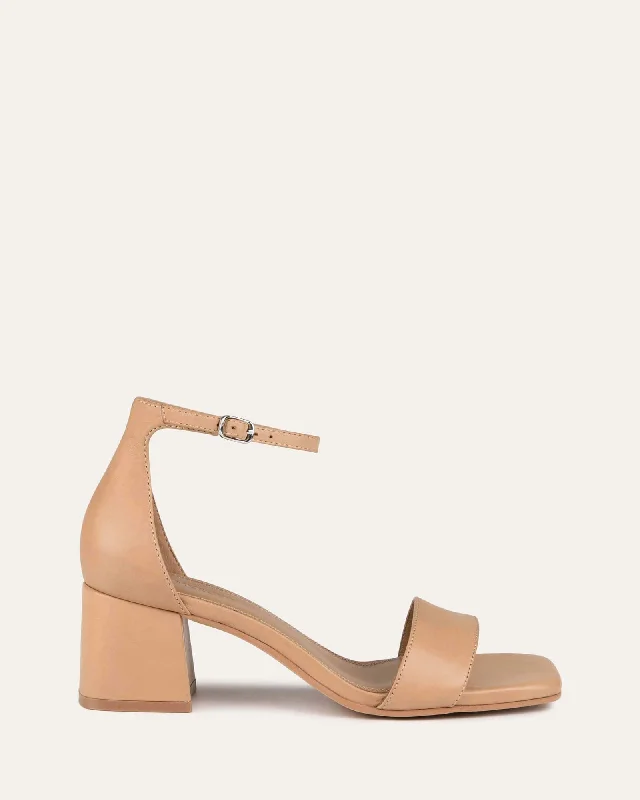 LURA MID HEEL SANDALS CAMEL LEATHER