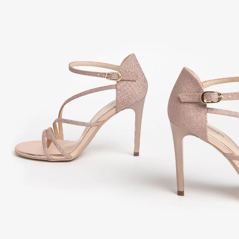 NeroGiardini Rose Gold Strappy Leather Sandals