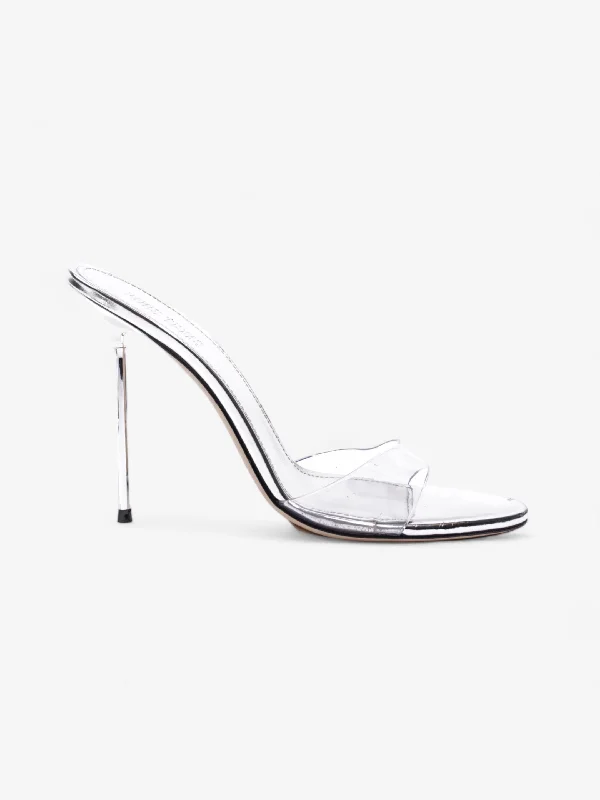 Paris Texas Mirror Lidia Mule 100mm Silver Leather EU 40 UK 7