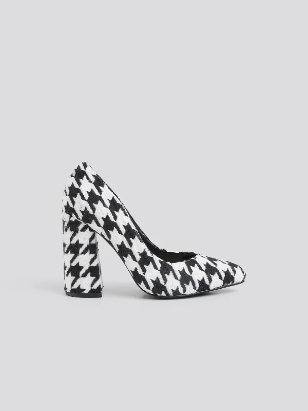 Penelope Faux Suede Houndstooth Pumps