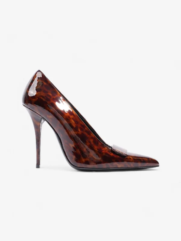 Saint Laurent Tartaruga Heels 100 Brown Patent Leather EU 36 UK 3