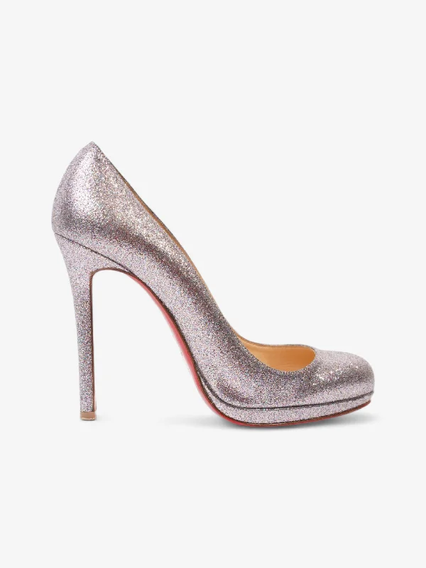 Christian Louboutin Simple Pump 100mm Silver Glitter EU 38 UK 5