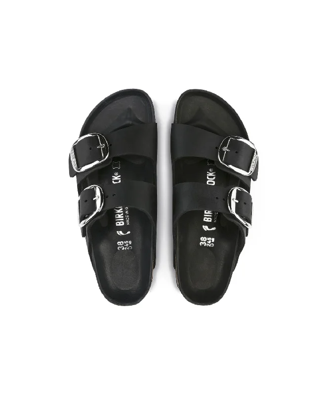 Birkenstock Arizona Big Buckle Oiled Leather Black Sandals