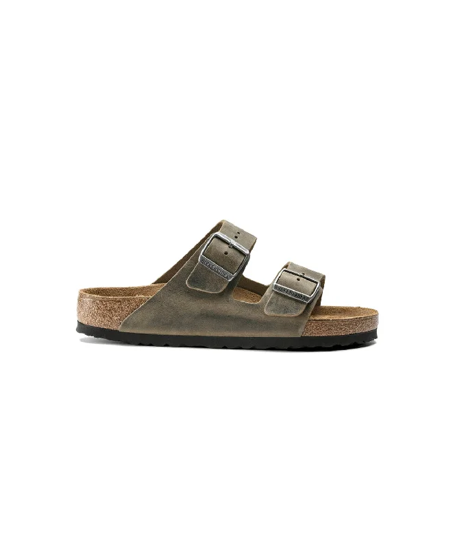 Birkenstock Arizona Oiled Leather Faded Khaki Soft Footbed Sandals