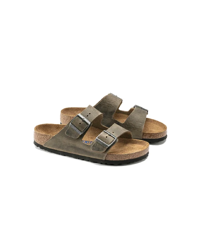 Birkenstock Arizona Oiled Leather Faded Khaki Soft Footbed Sandals