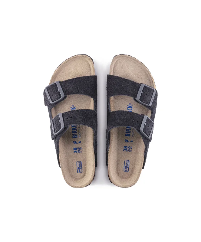 Birkenstock Arizona Suede Leather Midnight Soft Footbed Sandals