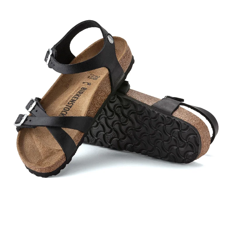 Birkenstock Kumba Backstrap Sandal (Women) - Black Oiled Leather