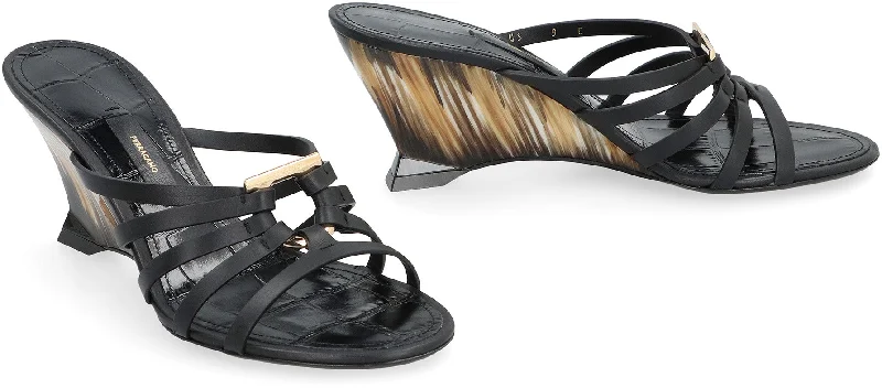 FERRAGAMO Elegant Leather Slide Sandals