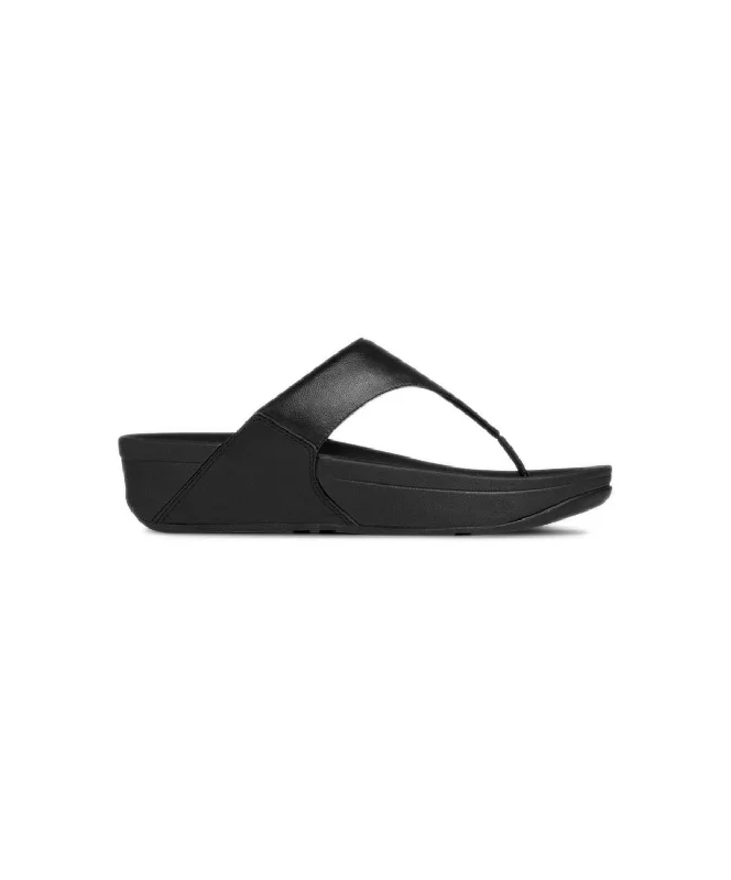 FitFlop Lulu Leather Toe Post Sandals Black