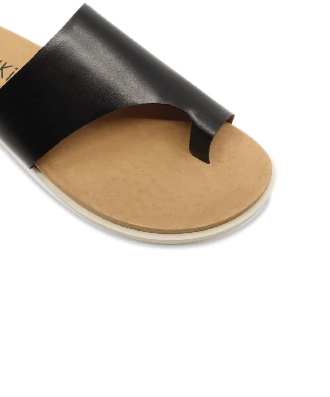 FRANKIE4 Lilli III Black Leather Slides