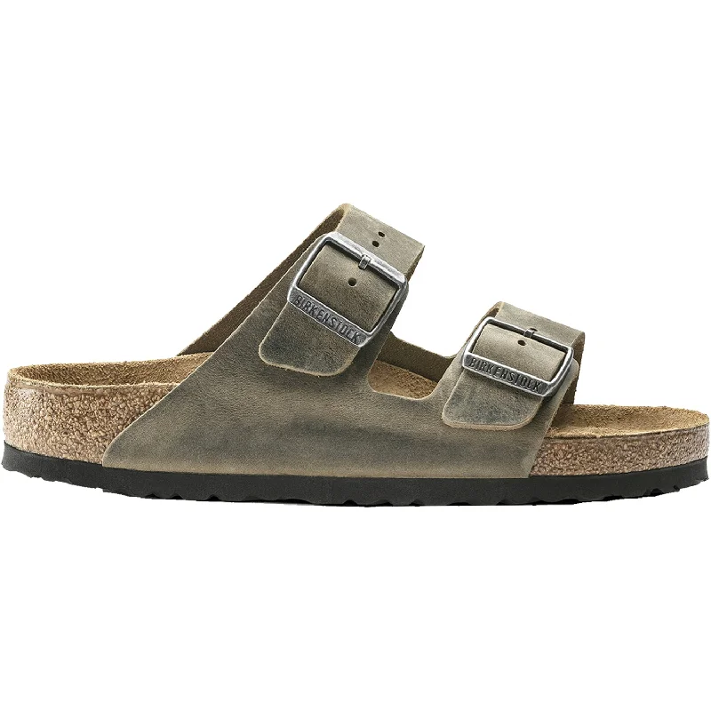 Men's Birkenstock Arizona Soft Footbed Faded Khaki Oiled Leather