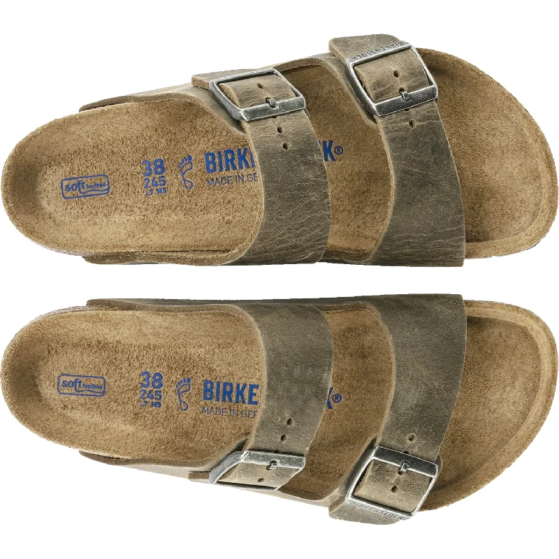 Men's Birkenstock Arizona Soft Footbed Faded Khaki Oiled Leather