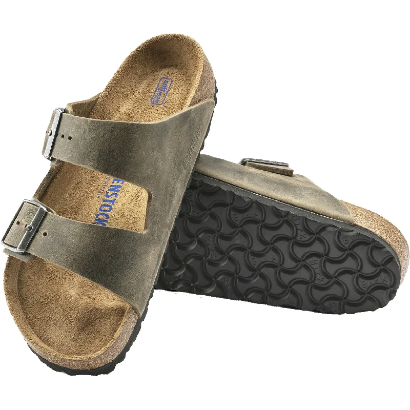 Men's Birkenstock Arizona Soft Footbed Faded Khaki Oiled Leather