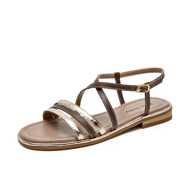 Polonia Women's Leather Gladiator Flat Sandal