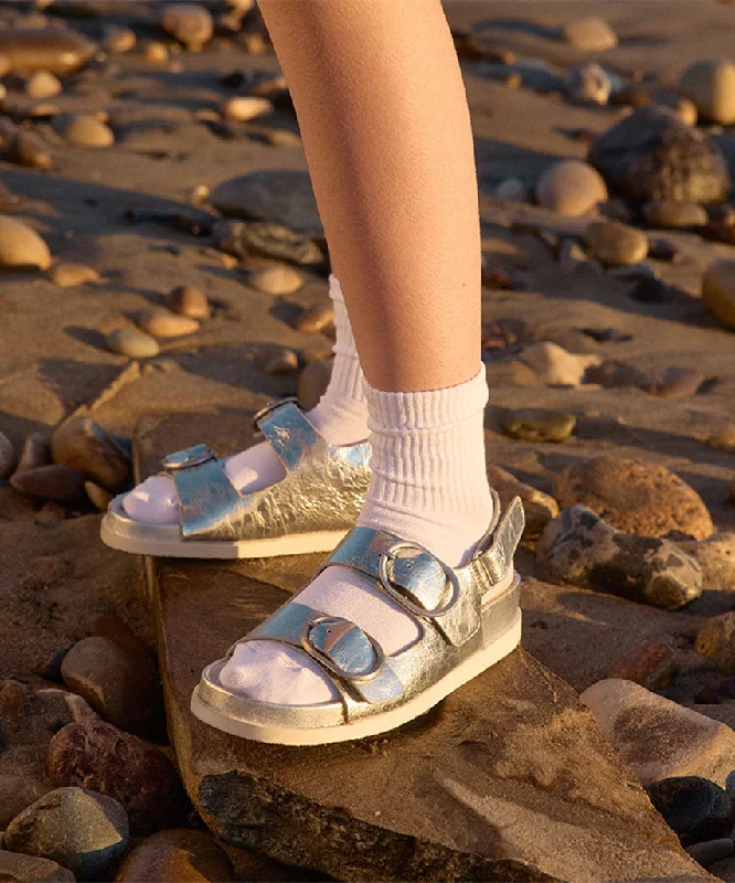 STARLA SANDALS SILVER DISTRESSED LEATHER