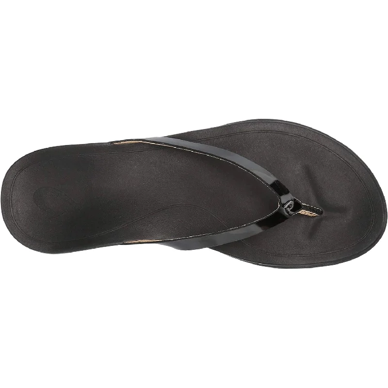 Women's OluKai Ho'Opio Black Leather