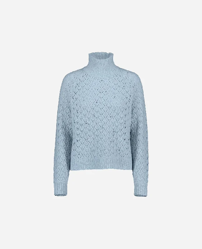 Stehkragen Pullover aus Cashmere-Mischung in Blau Lightweight sweaters for spring