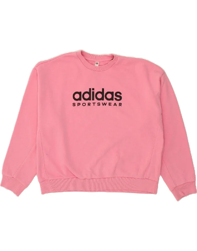 ADIDAS Womens Oversized Graphic Sweatshirt Jumper UK 16/18 Large Pink Best sweaters for casual wear