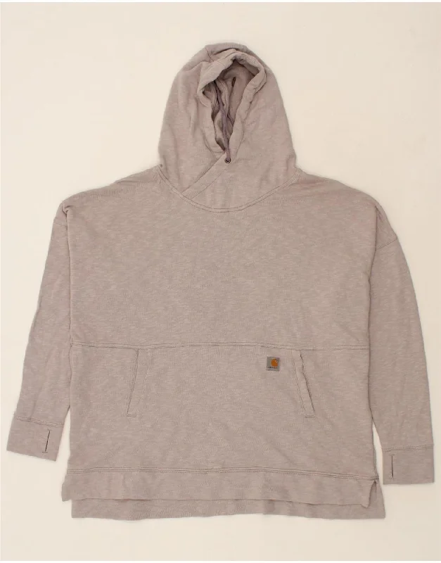 CARHARTT Womens Relaxed Fit Hoodie Jumper UK 16/18 XL Grey Cotton