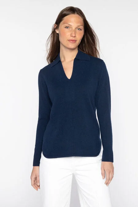 Kinross Cashmere Easy Splitneck Polo Acrylic sweaters