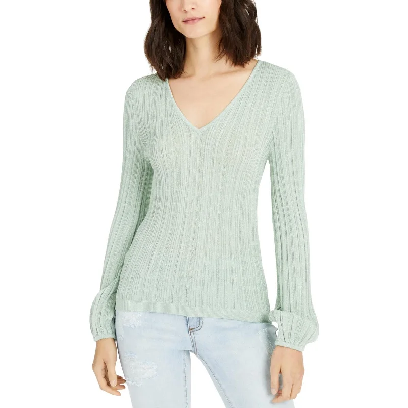 INC Womens Metallic V-Neck Sweater