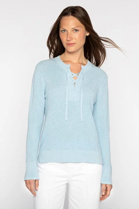 Kinross Cashmere Lace Up Rib Crew Warmest sweaters for extreme cold