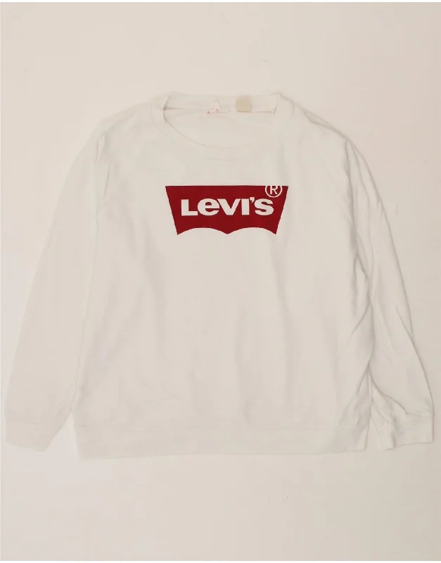 LEVI'S Womens Oversized Graphic Sweatshirt Jumper UK 18 XL White Streetwear sweaters