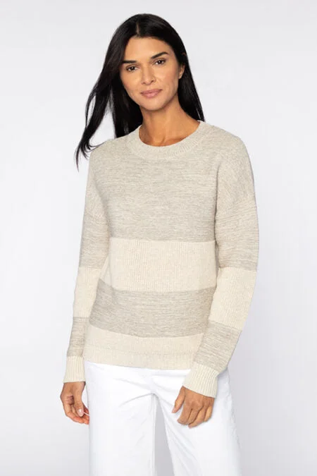 Kinross Cashmere Lurex Stripe Crew Edgy sweaters