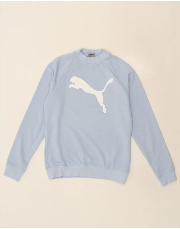 PUMA Womens Graphic Sweatshirt Jumper UK 10 Small Blue Mohair sweaters