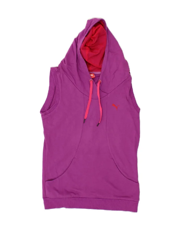 PUMA Womens Sleeveless Hoodie Jumper UK 10 Small  Purple Layering sweaters