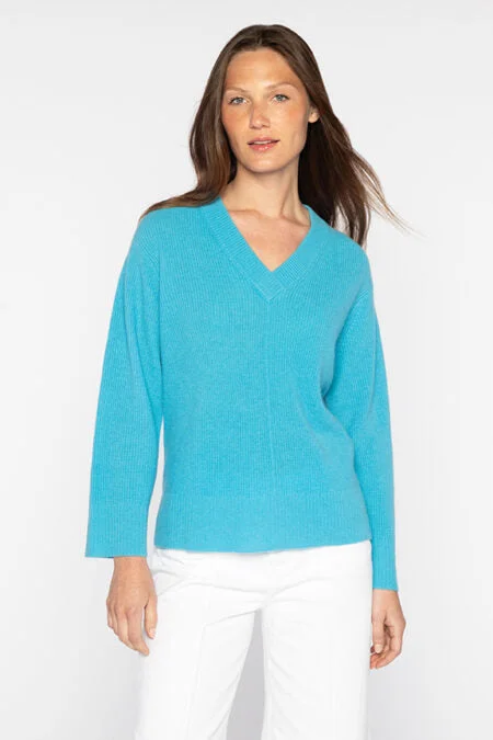 Kinross Cashmere Rib Easy Vee Wool sweaters