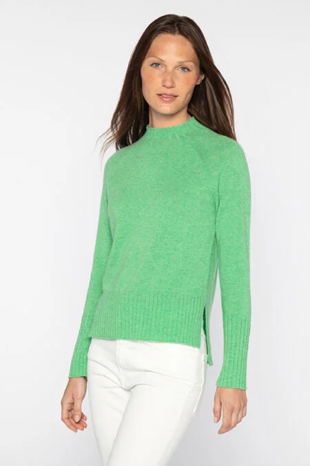 Kinross Cashmere Rib Trim Hi-Low Funnel Best sweaters for work