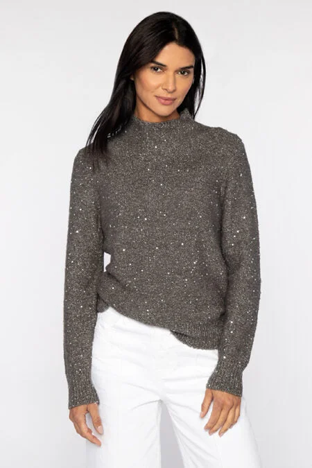 Kinross Cashmere Sequin Funnel Spring sweaters