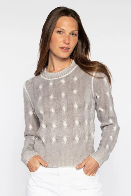 Kinross Cashmere Spray Print Cable Crew Thermal sweaters