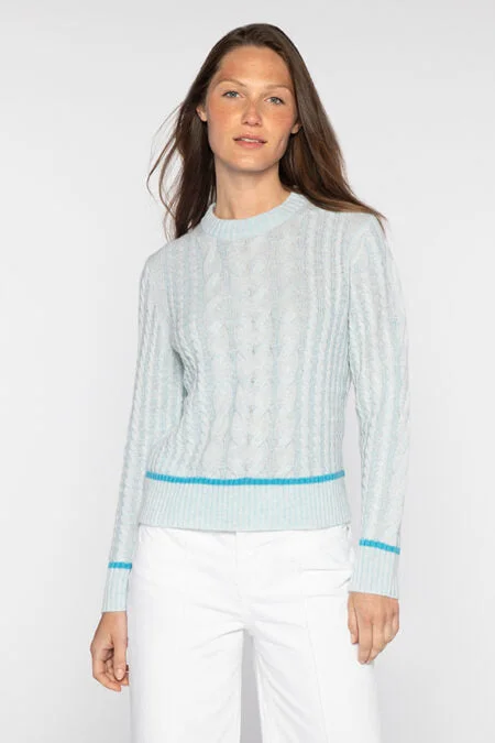 Kinross Cashmere Tipped Plaited Cable Crew Fleece sweaters