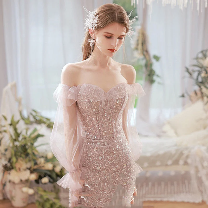 Dress Bride Wedding Toast Dinner Glamorous Wedding Dress