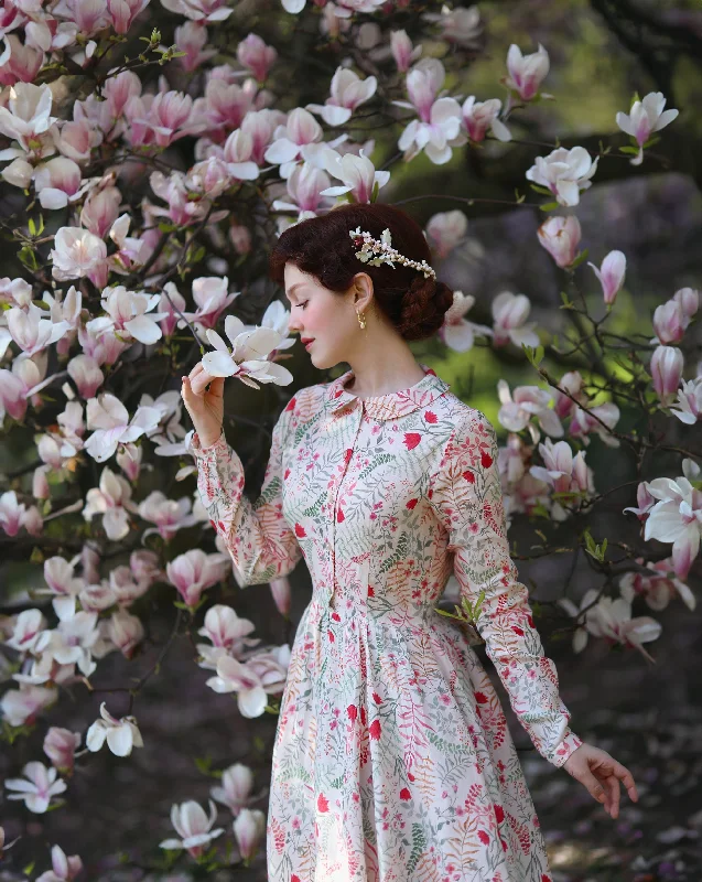 Classic Dress, Long Sleeve, Whimsical Garden Best midi dresses for hourglass body shape