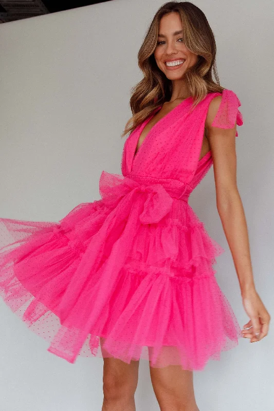 Lyra Spotted Tulle Mini Dress Hot Pink ASOS midi dresses