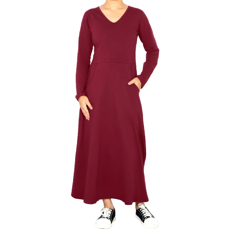 Red Diamond Long Sleeve Midi Dress (With Waist Seam) Party midi dresses