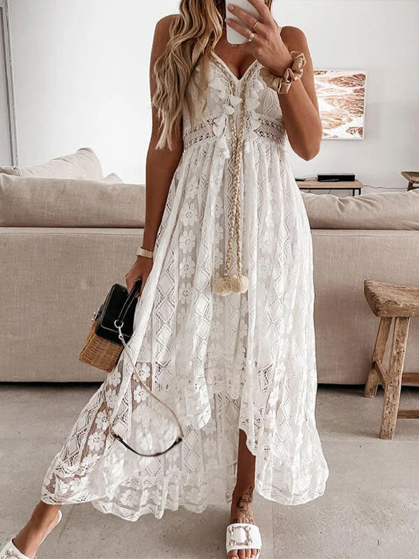 V Neck Boho Trendy Ruffle Flowy Midi Dress Vintage midi dresses