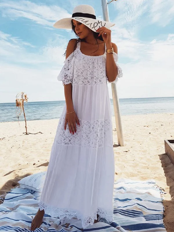 Women Fitshinling Bohemian Lace Patchwork Maxi Dresses Sequin maxi dresses