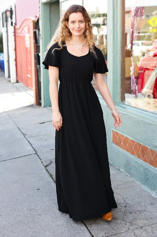 Black Solid Maxi Dress Goth maxi dresses