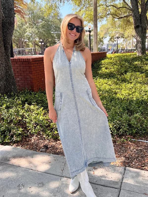 SAMMI MAXI DRESS IN DENIM Chiffon maxi dresses